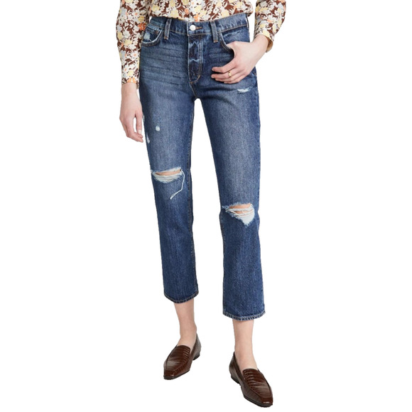 Joes Jeans Womens The Scout Mid Rise Slim Boyfriend Distressed Cropped Jeans 30 - Picture 1 of 9